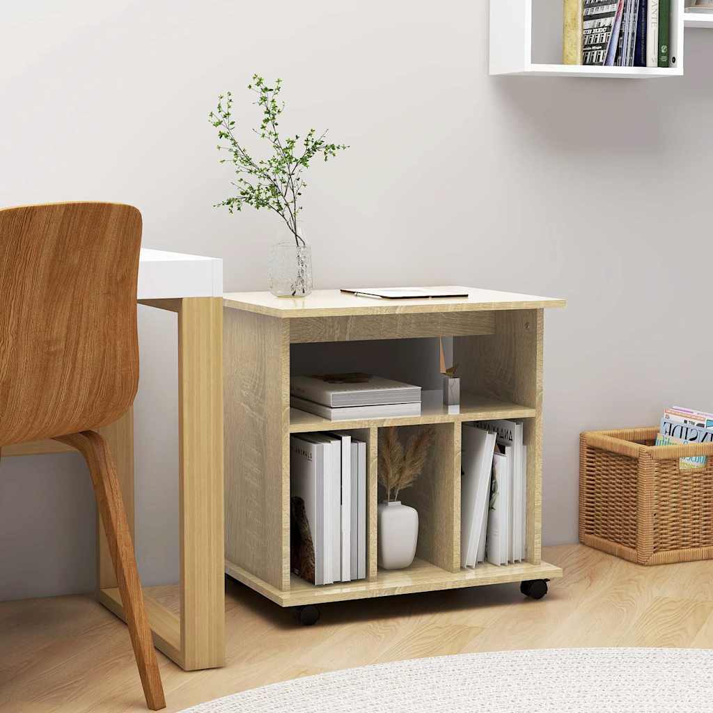 808479 vidaXL Rolling Cabinet Sonoma Oak 60x45x60 cm Engineered Wood