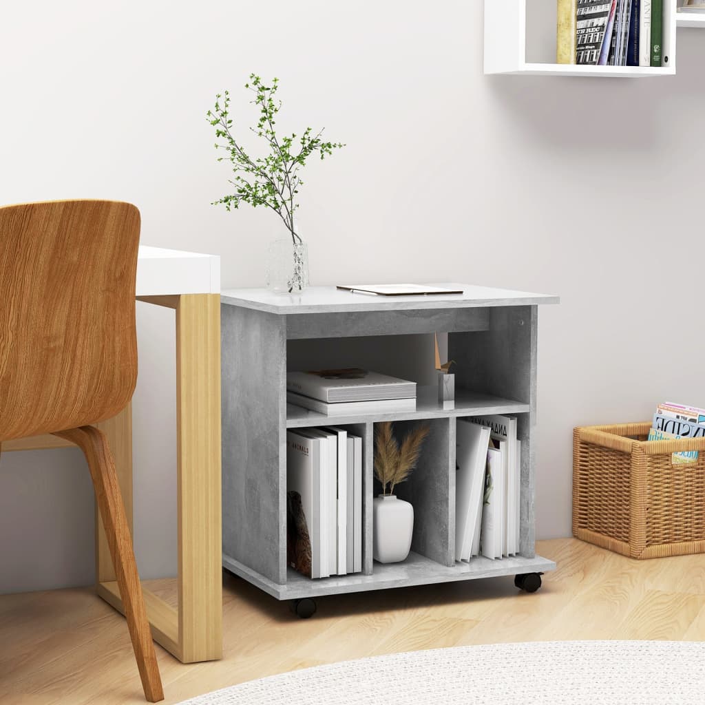 Rolling Cabinet Concrete Grey 60x45x60 cm Engineered Wood