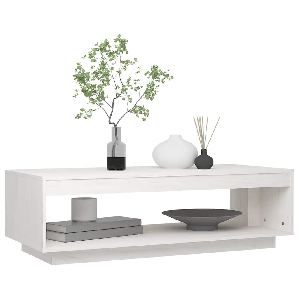 808509 vidaXL Coffee Table White 110x50x33,5 cm Solid Wood Pine