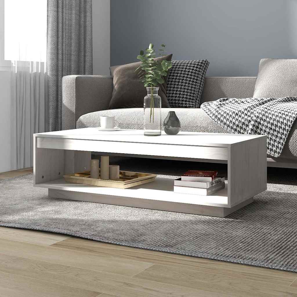 808509 vidaXL Coffee Table White 110x50x33,5 cm Solid Wood Pine