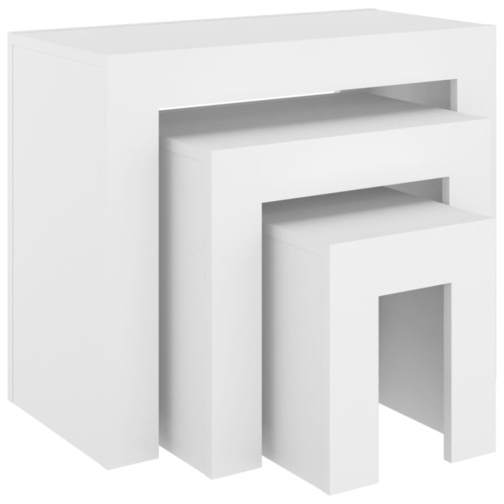 808540 vidaXL Nesting Coffee Tables 3 pcs White Engineered Wood