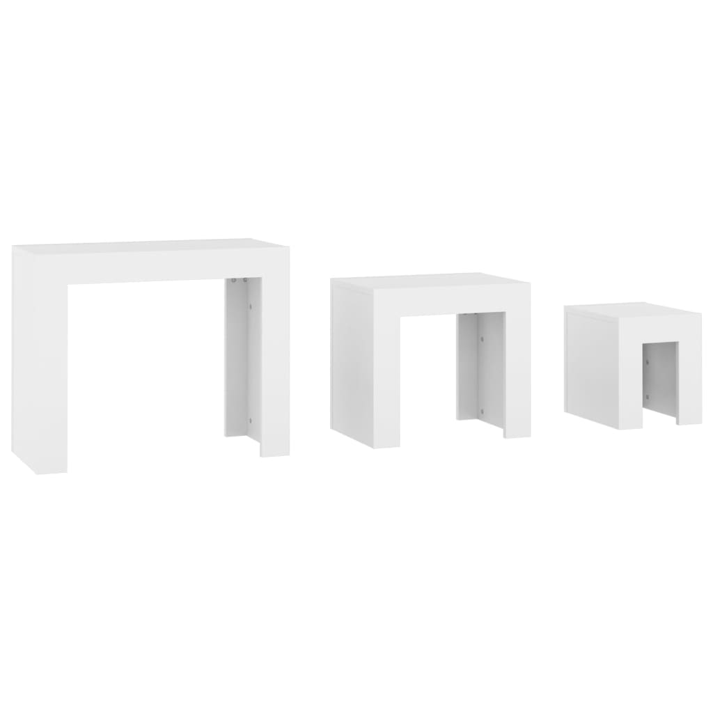 808540 vidaXL Nesting Coffee Tables 3 pcs White Engineered Wood