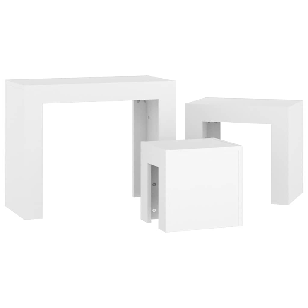 808540 vidaXL Nesting Coffee Tables 3 pcs White Engineered Wood