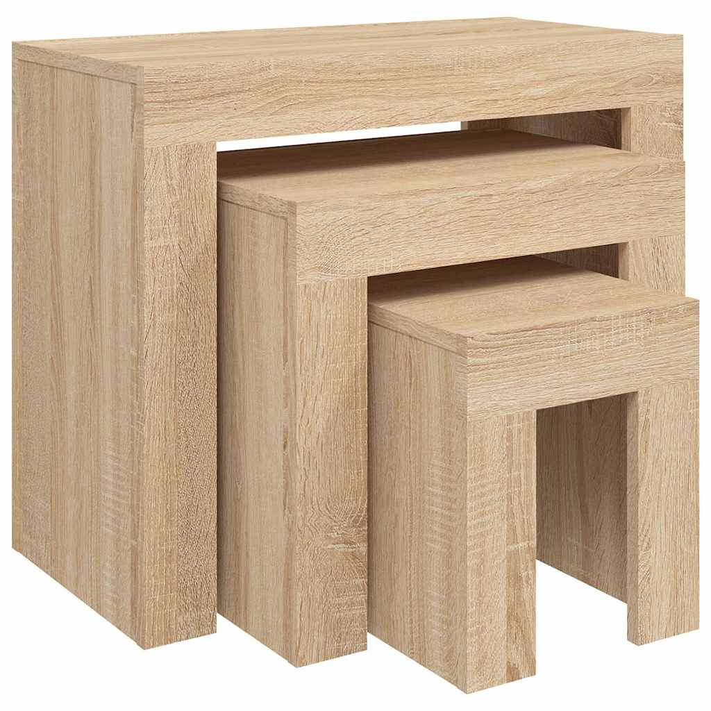 808543 vidaXL Nesting Coffee Tables 3 pcs Sonoma Oak Engineered Wood
