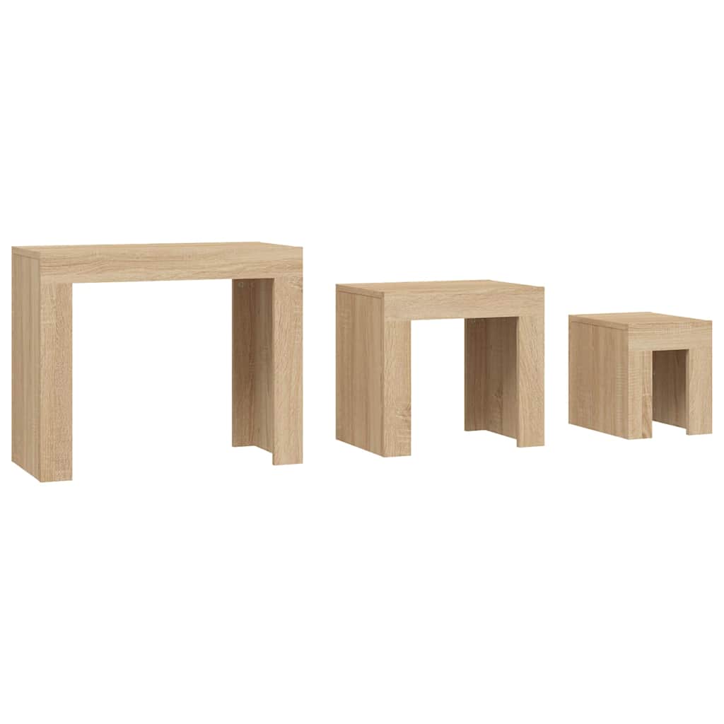 808543 vidaXL Nesting Coffee Tables 3 pcs Sonoma Oak Engineered Wood