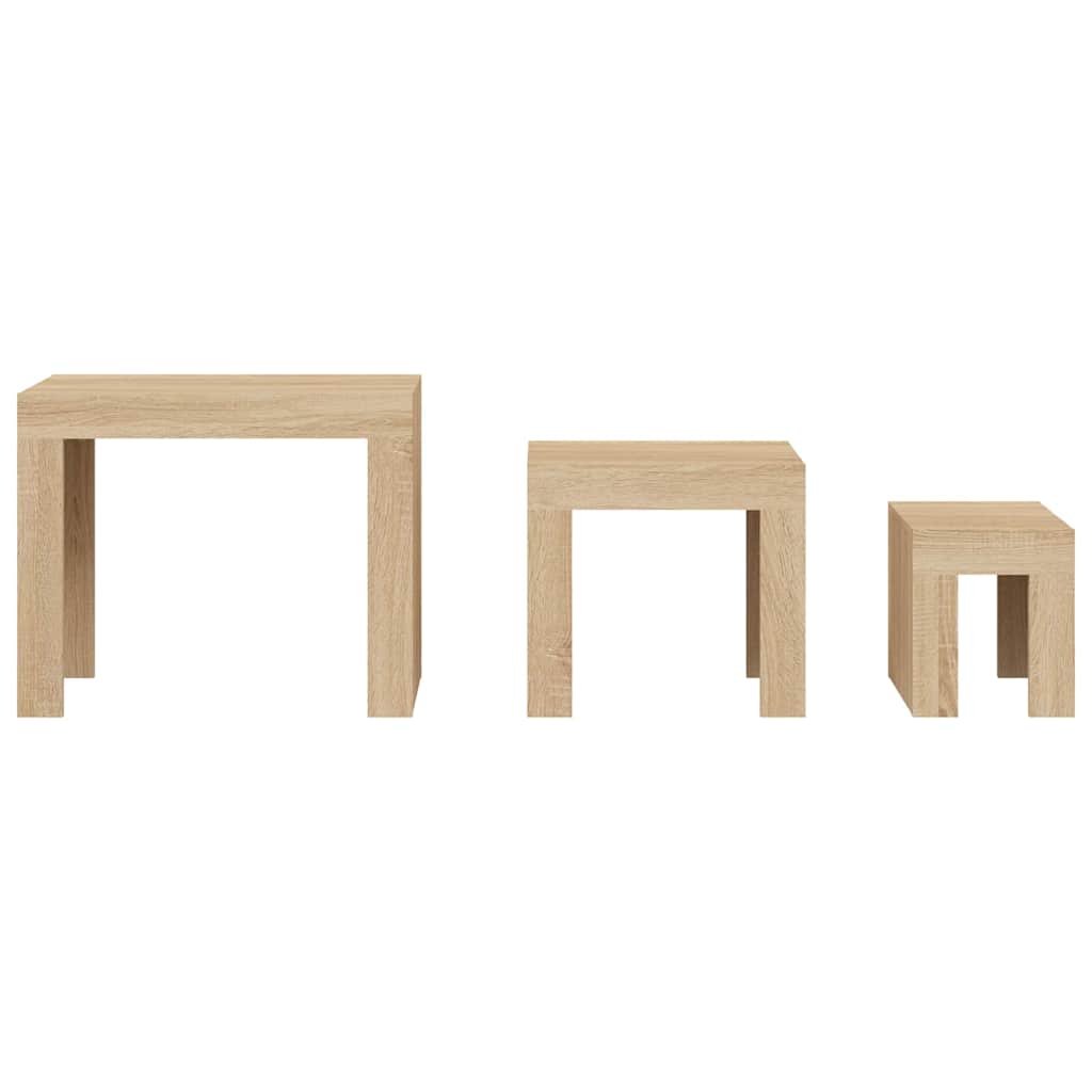 808543 vidaXL Nesting Coffee Tables 3 pcs Sonoma Oak Engineered Wood