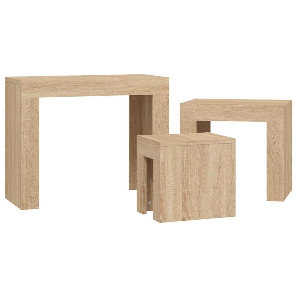 808543 vidaXL Nesting Coffee Tables 3 pcs Sonoma Oak Engineered Wood