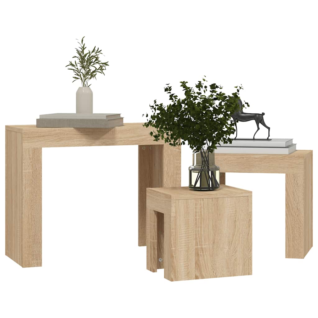 Nesting Coffee Tables 3 pcs Sonoma Oak Engineered Wood