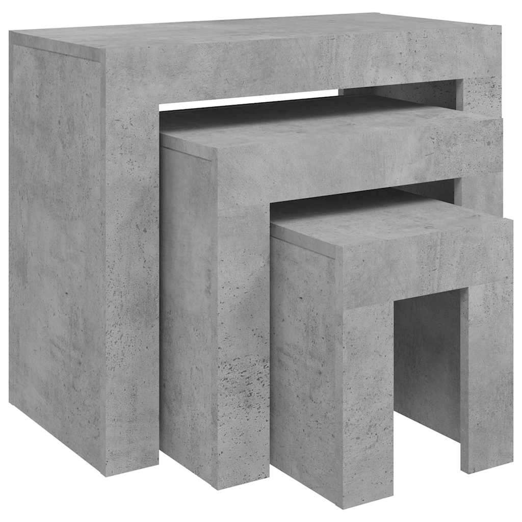 808544 vidaXL Nesting Coffee Tables 3 pcs Concrete Grey Engineered Wood