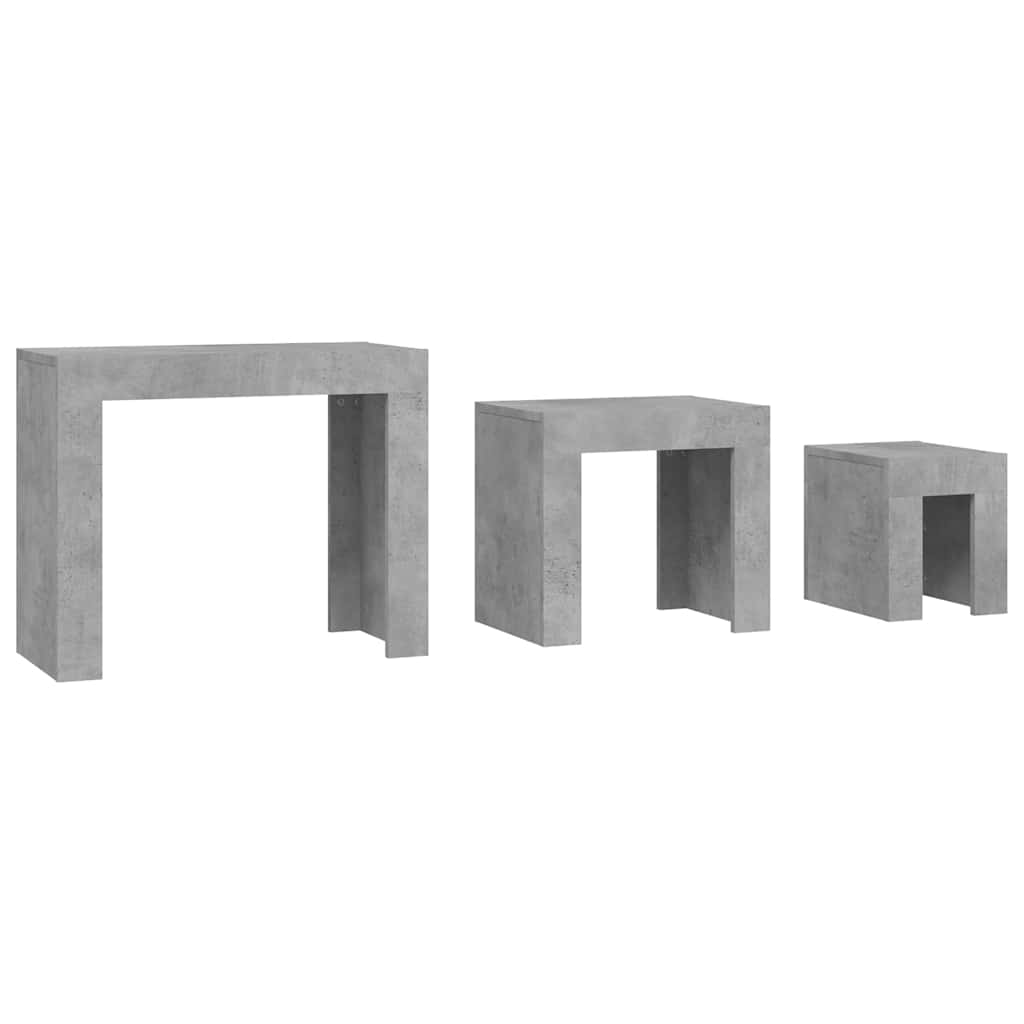 808544 vidaXL Nesting Coffee Tables 3 pcs Concrete Grey Engineered Wood