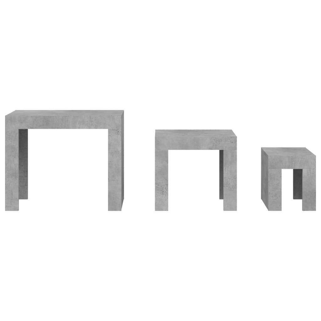 vidaXL Nesting Coffee Tables 3 pcs Concrete Grey Engineered Wood