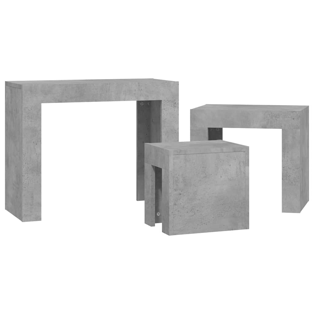808544 vidaXL Nesting Coffee Tables 3 pcs Concrete Grey Engineered Wood