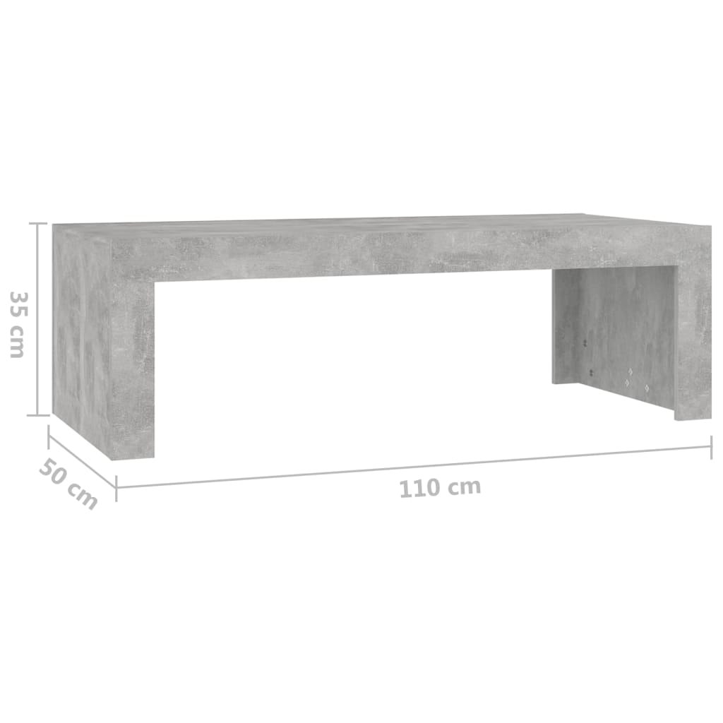 vidaXL Coffee Table Concrete Grey 110x50x35 cm Engineered Wood