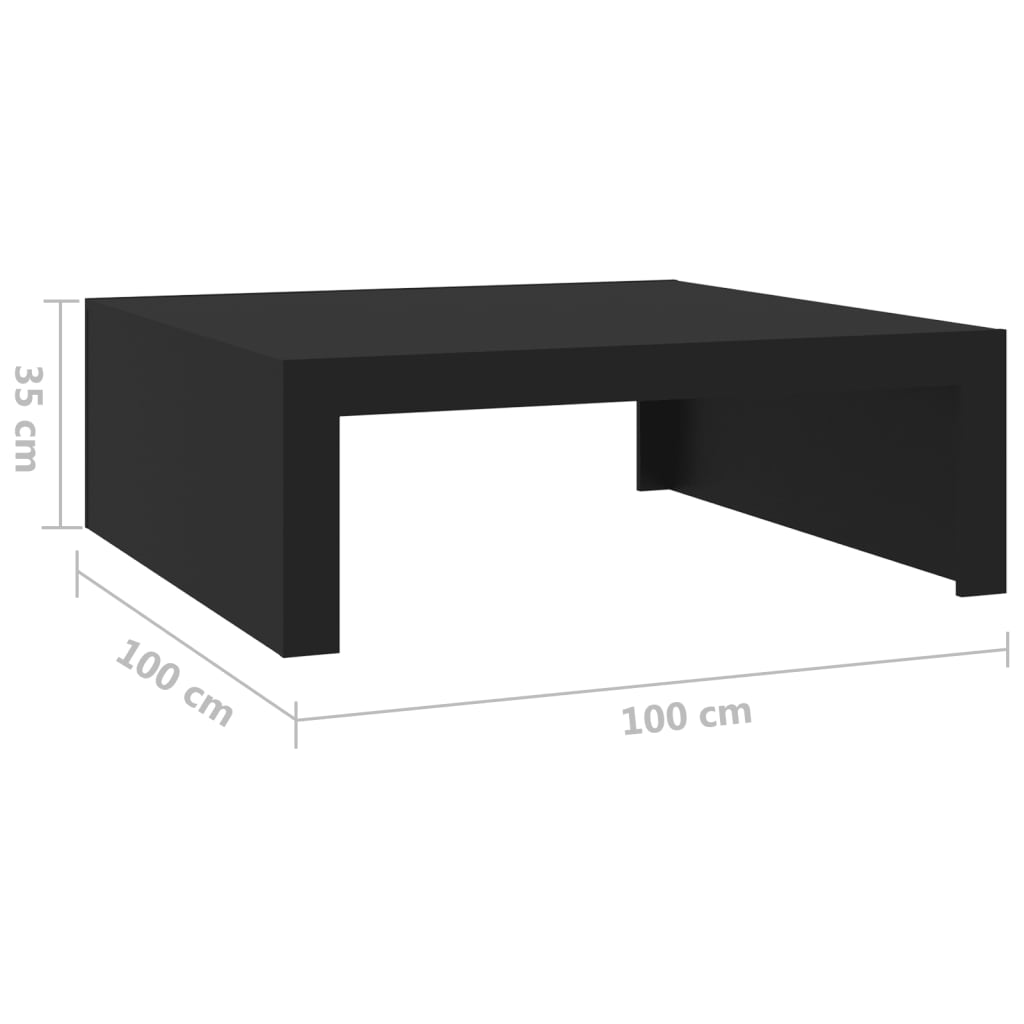 vidaXL Coffee Table Black 100x100x35 cm Engineered Wood