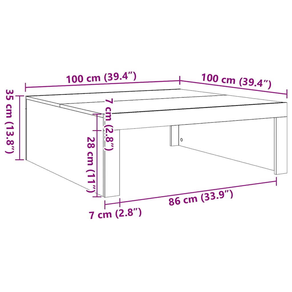 808568 vidaXL Coffee Table Black 100x100x35 cm Engineered Wood
