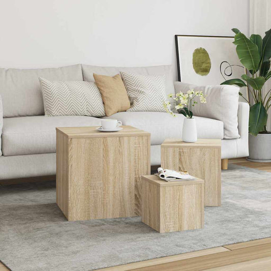 808588 vidaXL Side Tables 3 pcs Sonoma Oak Engineered Wood