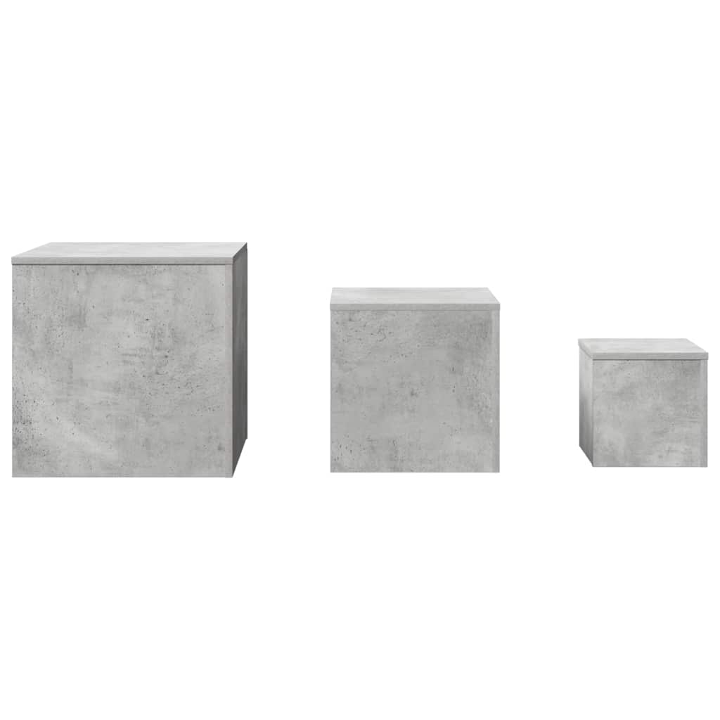 808589 vidaXL Side Tables 3 pcs Concrete Grey Engineered Wood