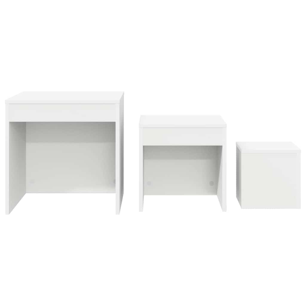 808594 vidaXL Nesting Tables 3 pcs White Engineered Wood