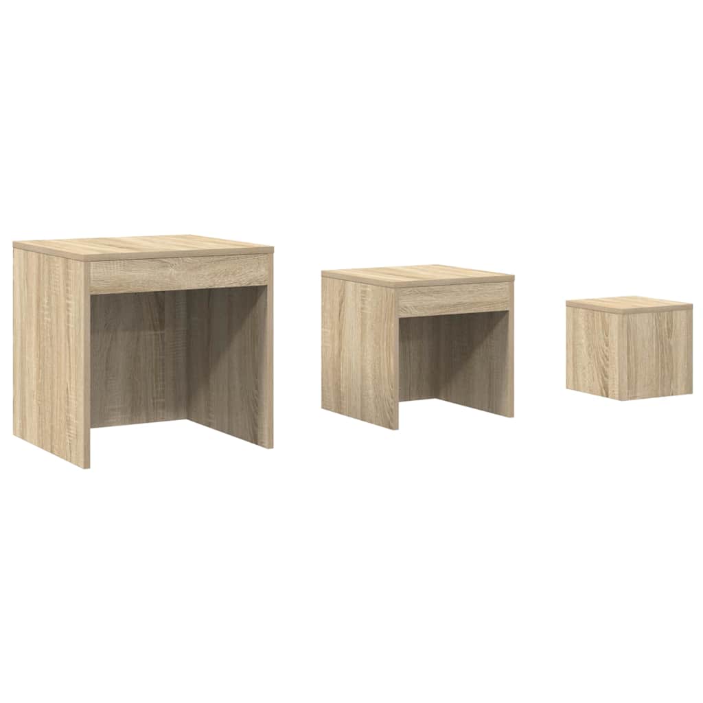 808597 vidaXL Nesting Tables 3 pcs Sonoma Oak Engineered Wood