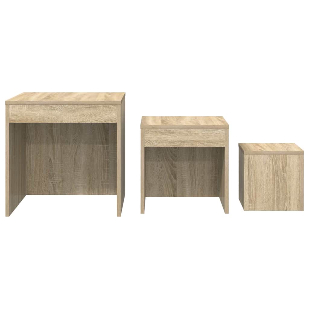808597 vidaXL Nesting Tables 3 pcs Sonoma Oak Engineered Wood
