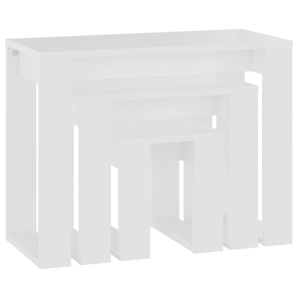 808603 vidaXL Nesting Tables 3 pcs White Engineered Wood