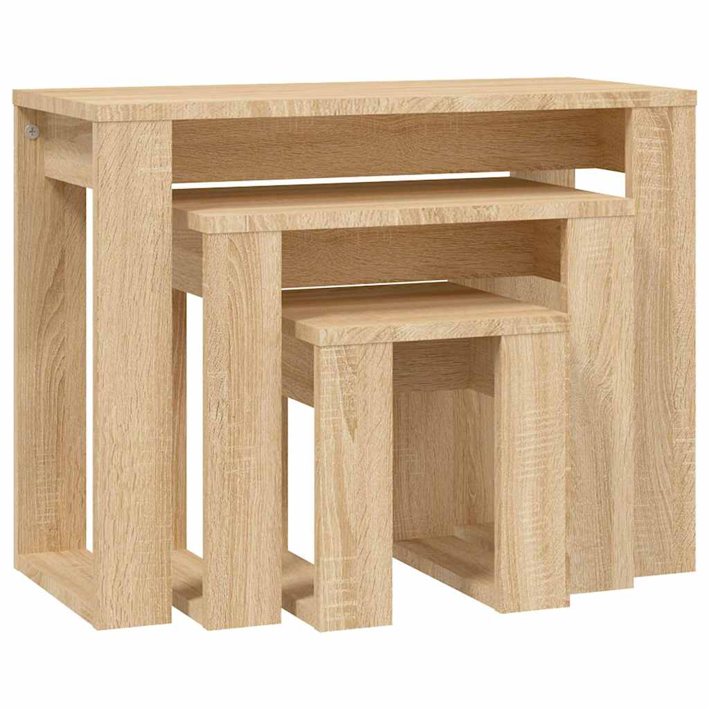 808606 vidaXL Nesting Tables 3 pcs Sonoma Oak Engineered Wood