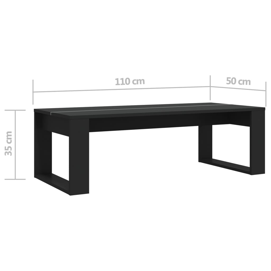 vidaXL Coffee Table Black 110x50x35 cm Engineered Wood