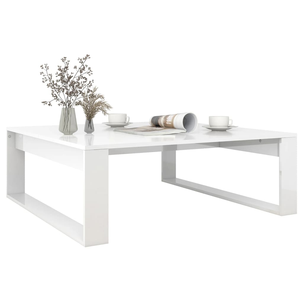 vidaXL Coffee Table High Gloss White 100x100x35 cm Engineered Wood