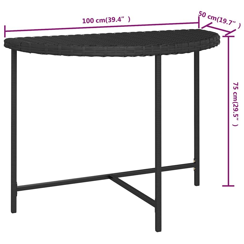 316652 vidaXL Garden Table Black 100x50x75 cm Poly Rattan