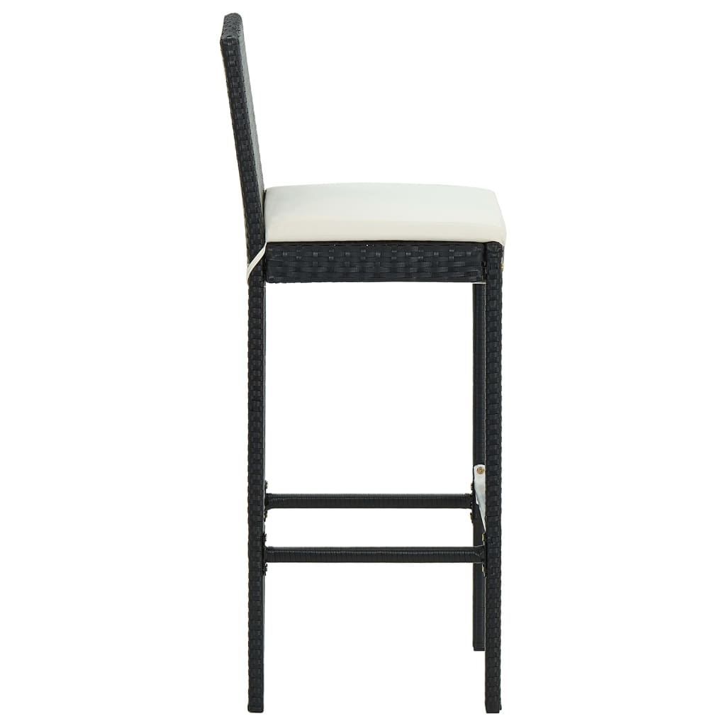 Bar Stool | Set of 2 | Black | Poly Rattan | Counter Height | Durable