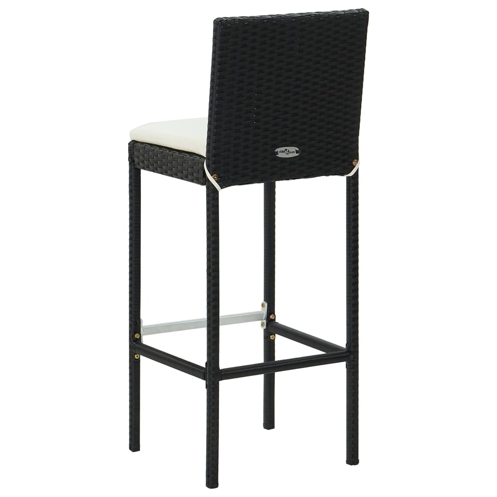 Bar Stool | Set of 2 | Black | Poly Rattan | Counter Height | Durable