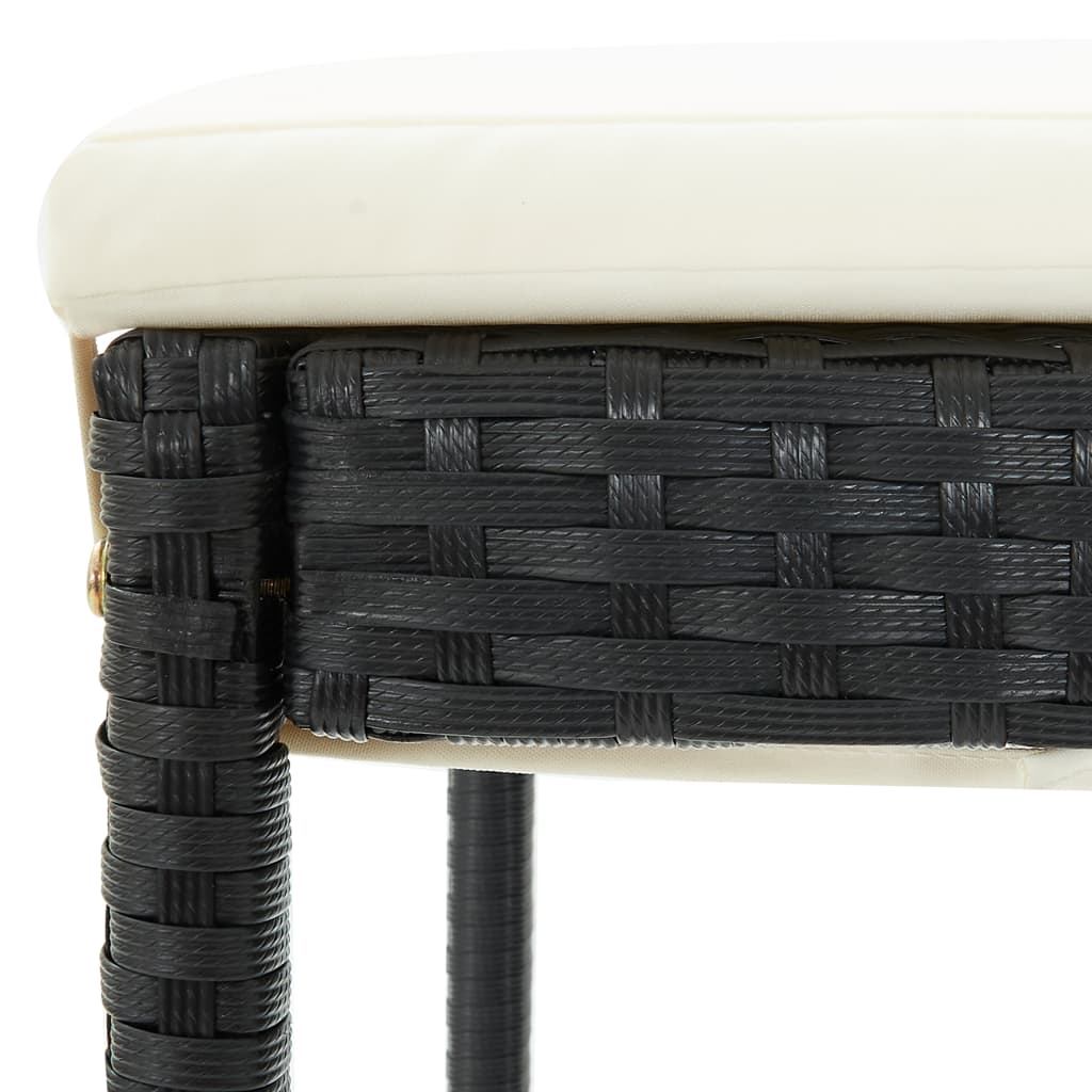 Bar Stool | Set of 2 | Black | Poly Rattan | Counter Height | Durable