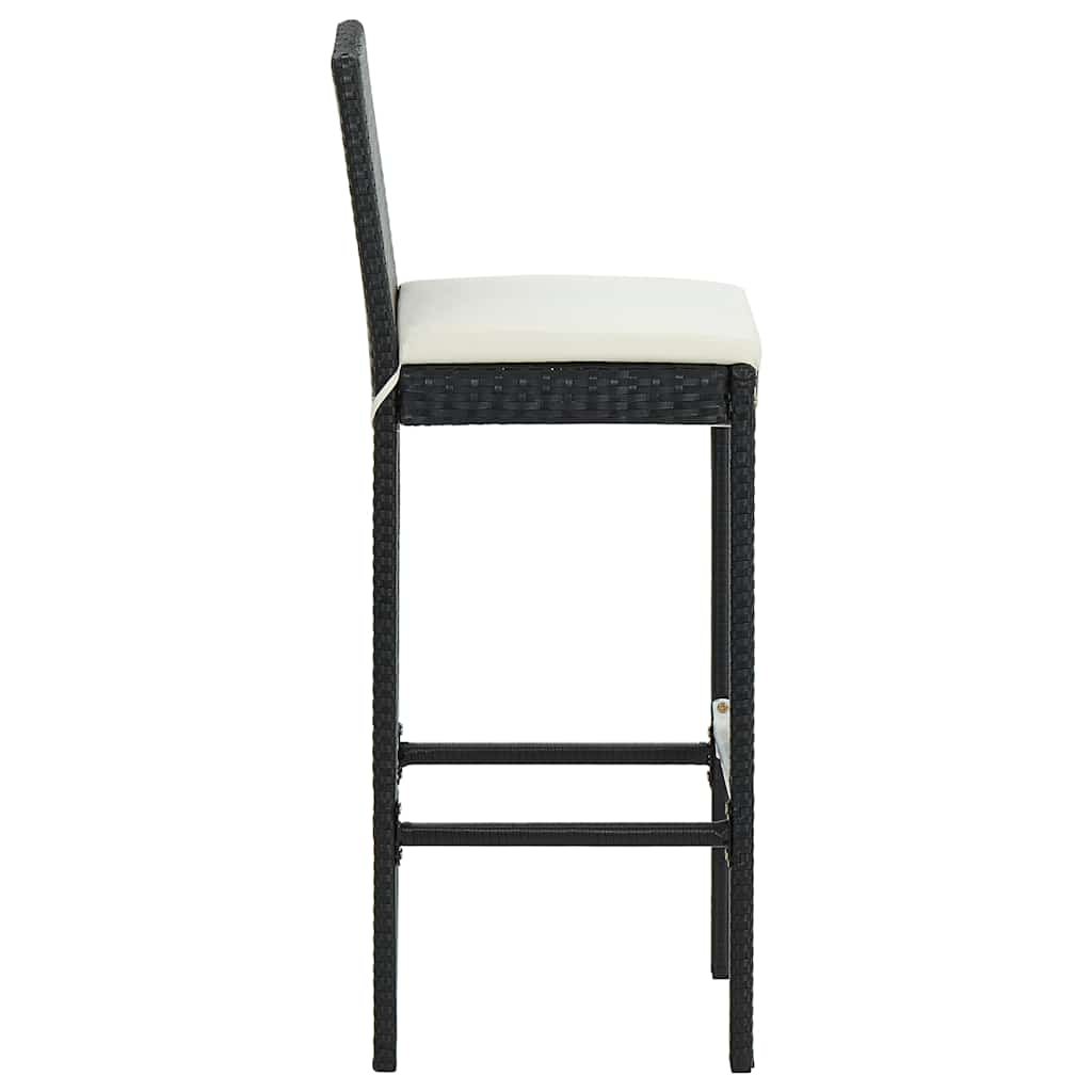 Bar Stool | Set of 4 | Black and cream | Poly rattan | Counter Height