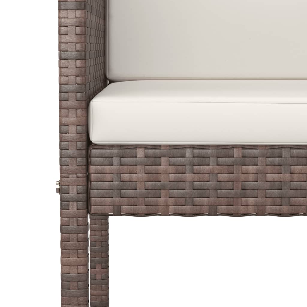Bar Stool | Set of 2 | Brown | Poly rattan, powder-coated steel
