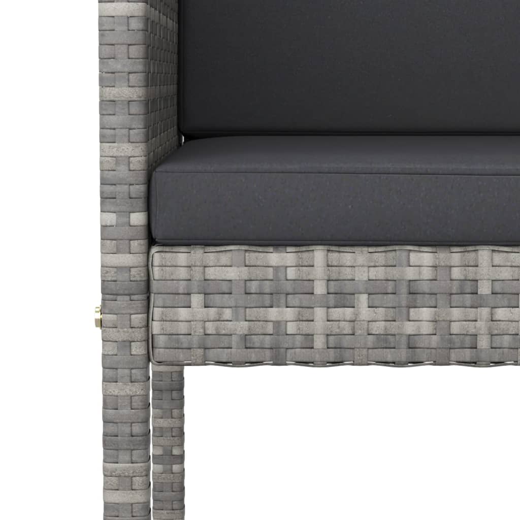 Bar Stools with Cushions 2 pcs Grey Poly Rattan