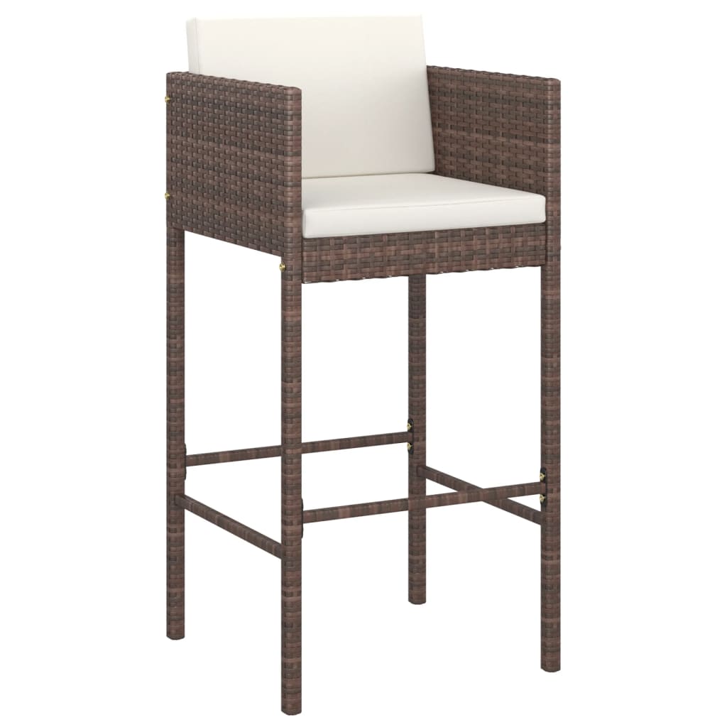 Bar Stool | Set of 4 | Brown | Poly Rattan | Counter Height | Lightweight