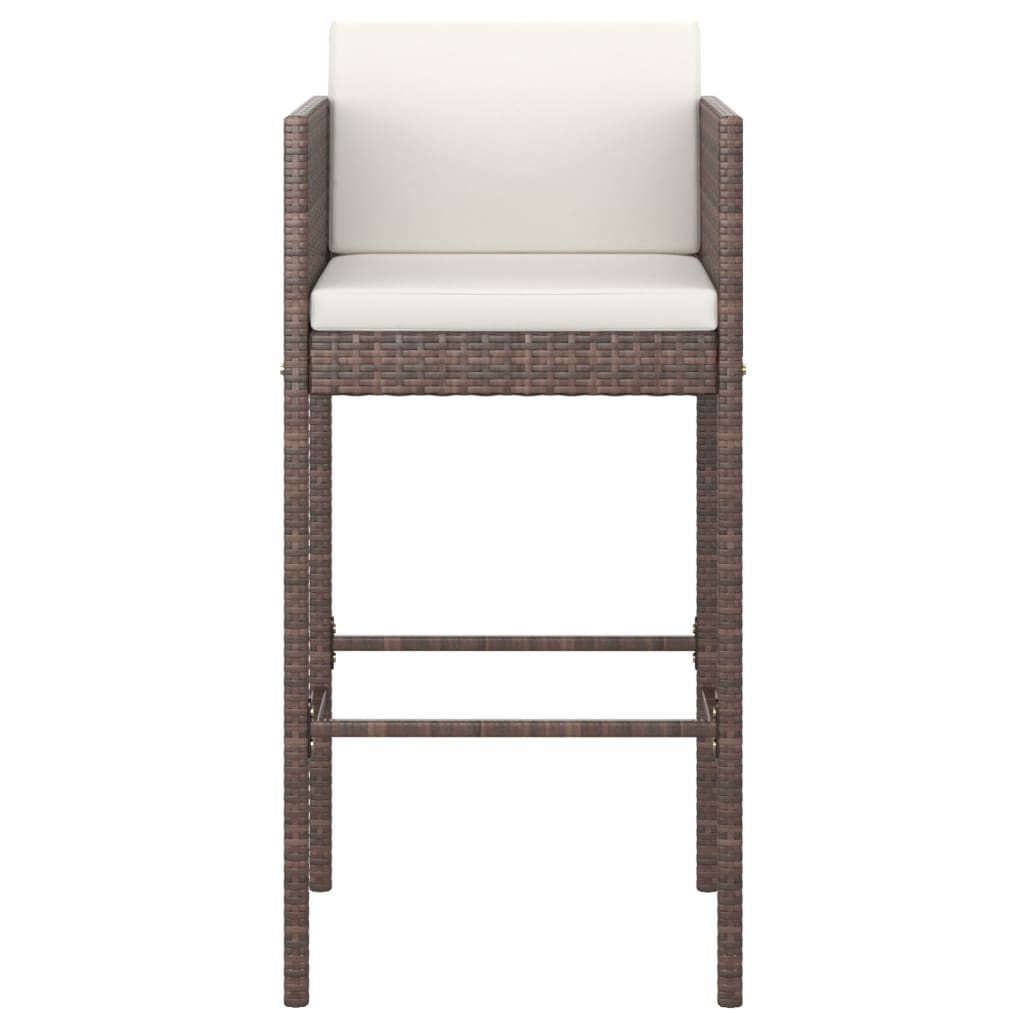 Bar Stool | Set of 4 | Brown | Poly Rattan | Counter Height | Lightweight