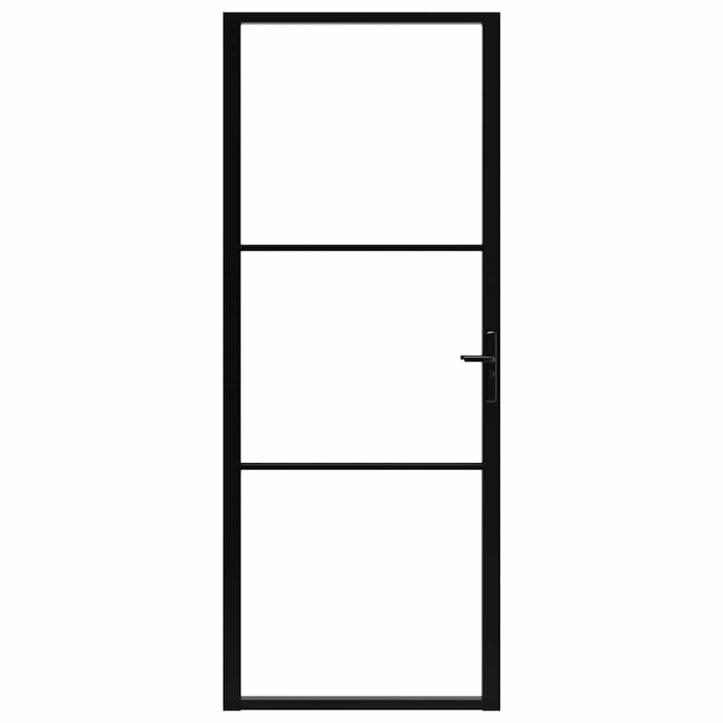 Interior Door ESG Glass and Aluminium 83x201.5 cm Black