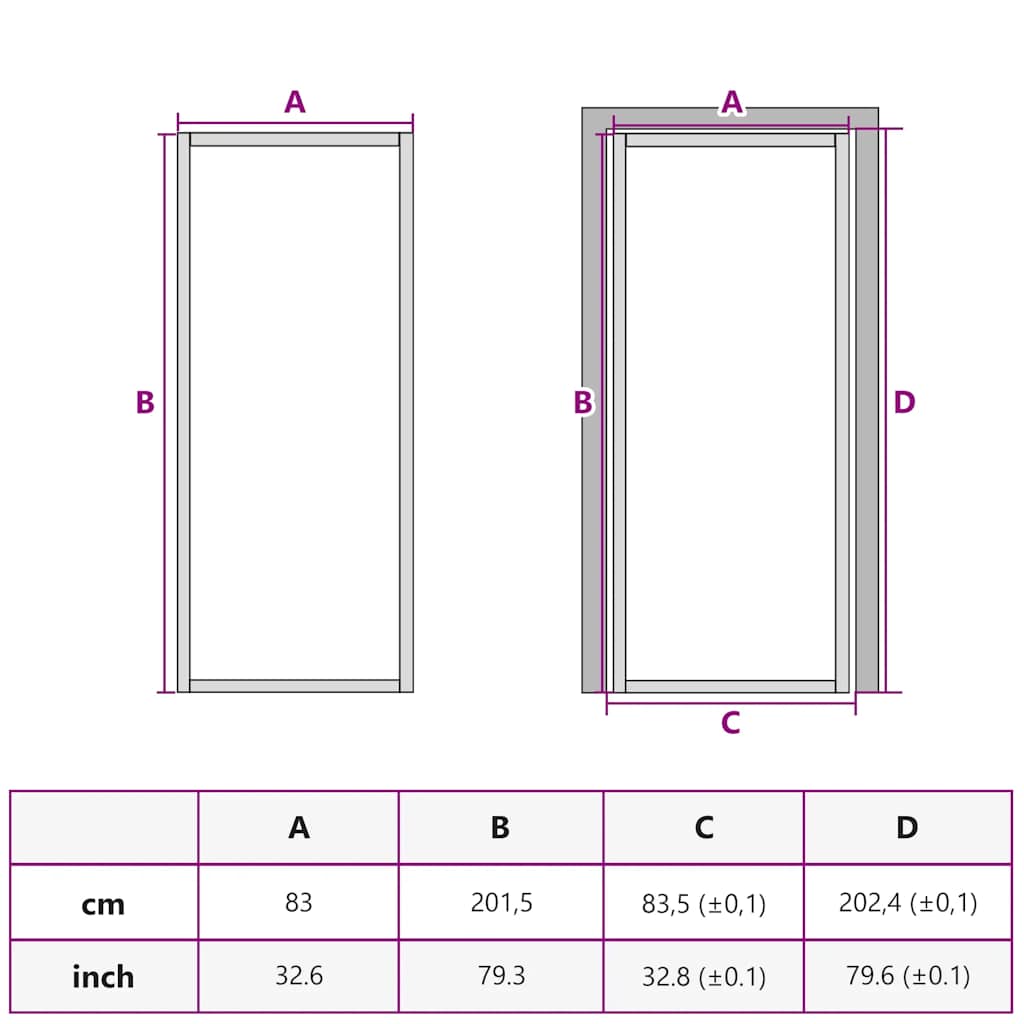 Interior Door ESG Glass and Aluminium 83x201.5 cm Black