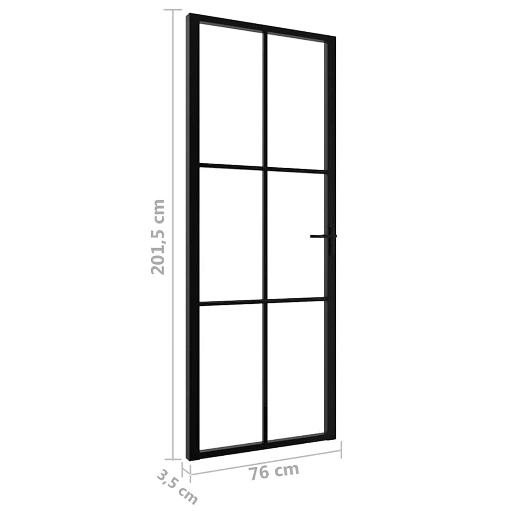 Interior Door ESG Glass and Aluminium 76x201,5 cm Black