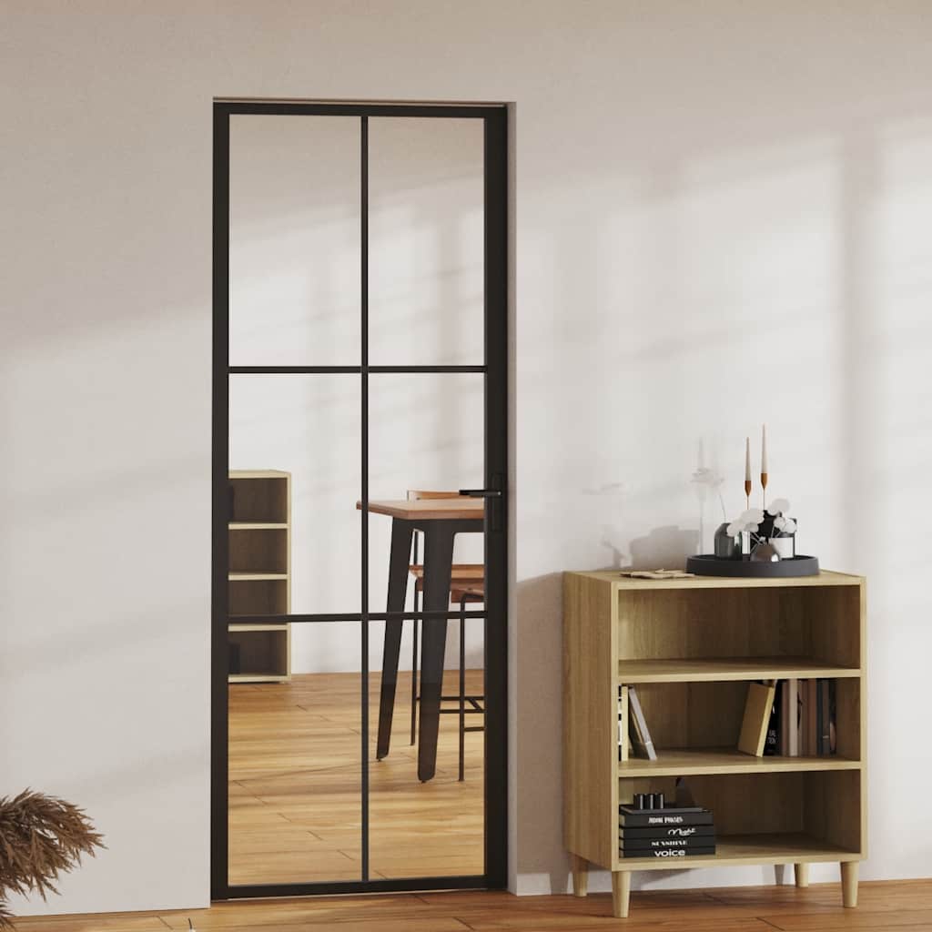 Interior Door ESG Glass and Aluminium 76x201,5 cm Black