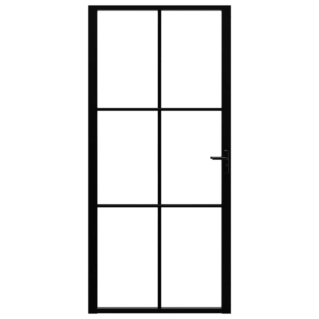 Interior Door ESG Glass and Aluminium 93x201.5 cm Black
