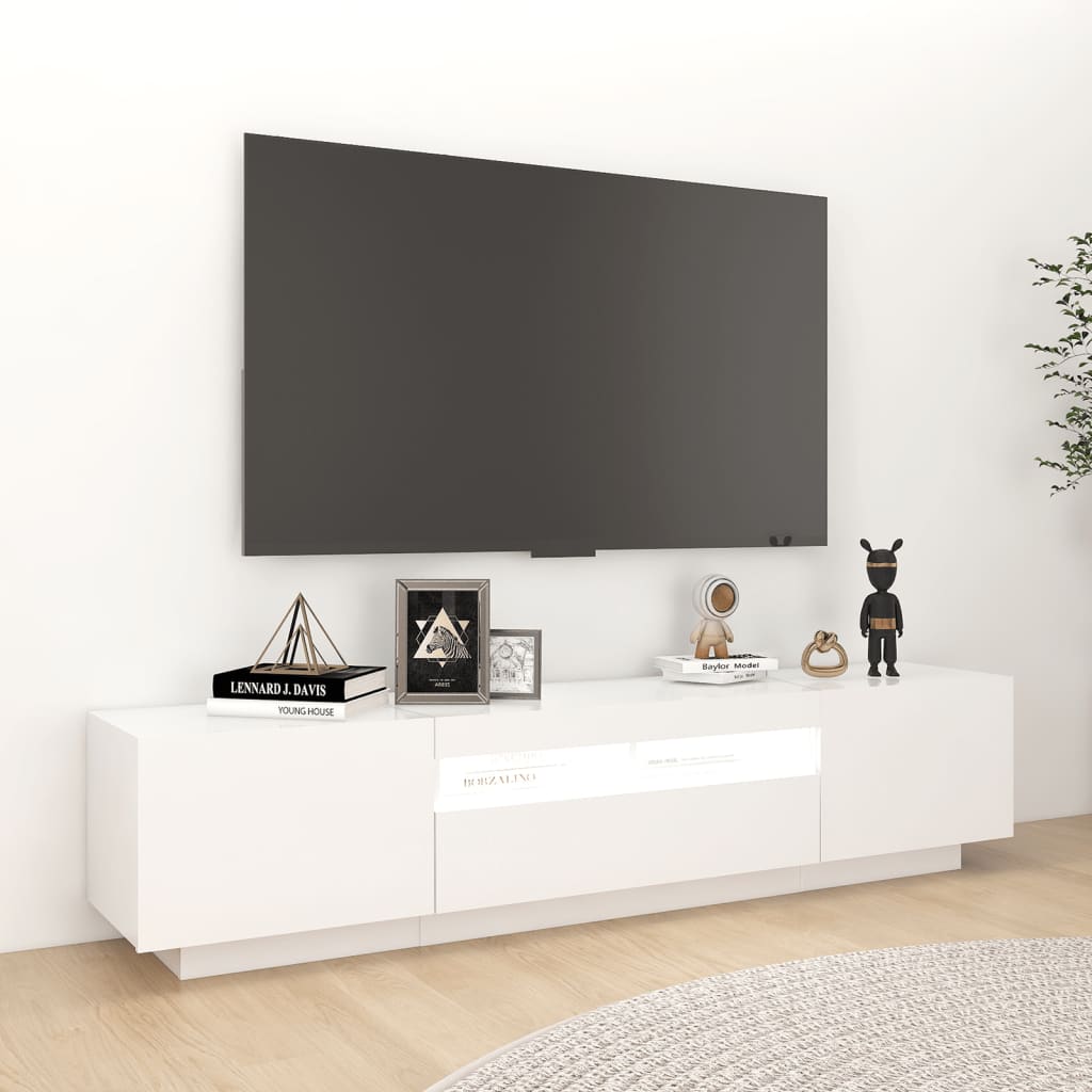 vidaXL TV Cabinet with LED Lights White 180x35x40 cm