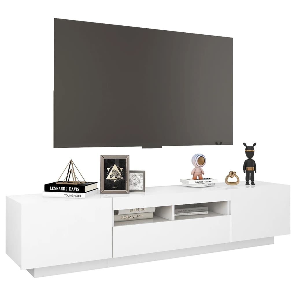 vidaXL TV Cabinet with LED Lights White 180x35x40 cm