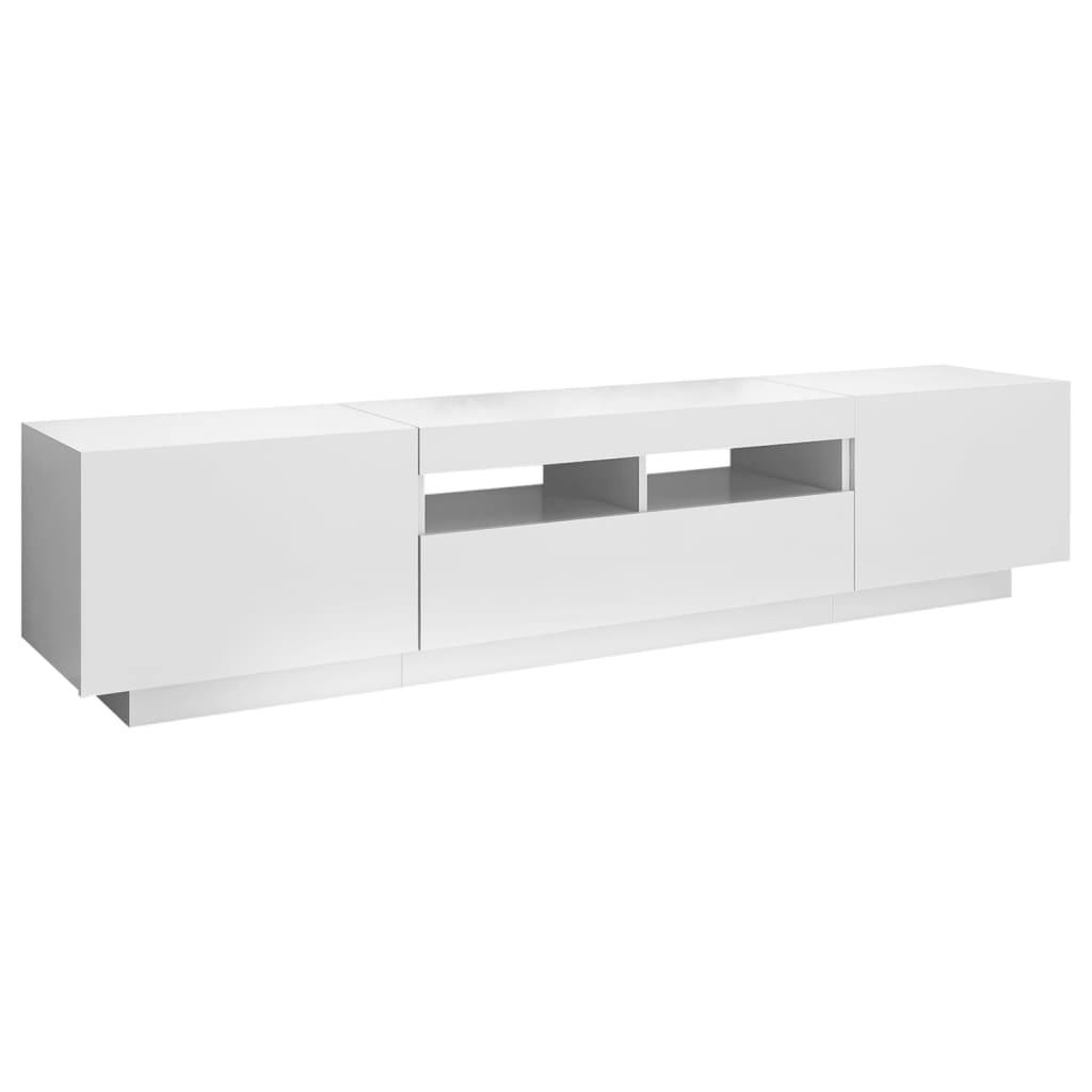 vidaXL TV Cabinet with LED Lights White 180x35x40 cm