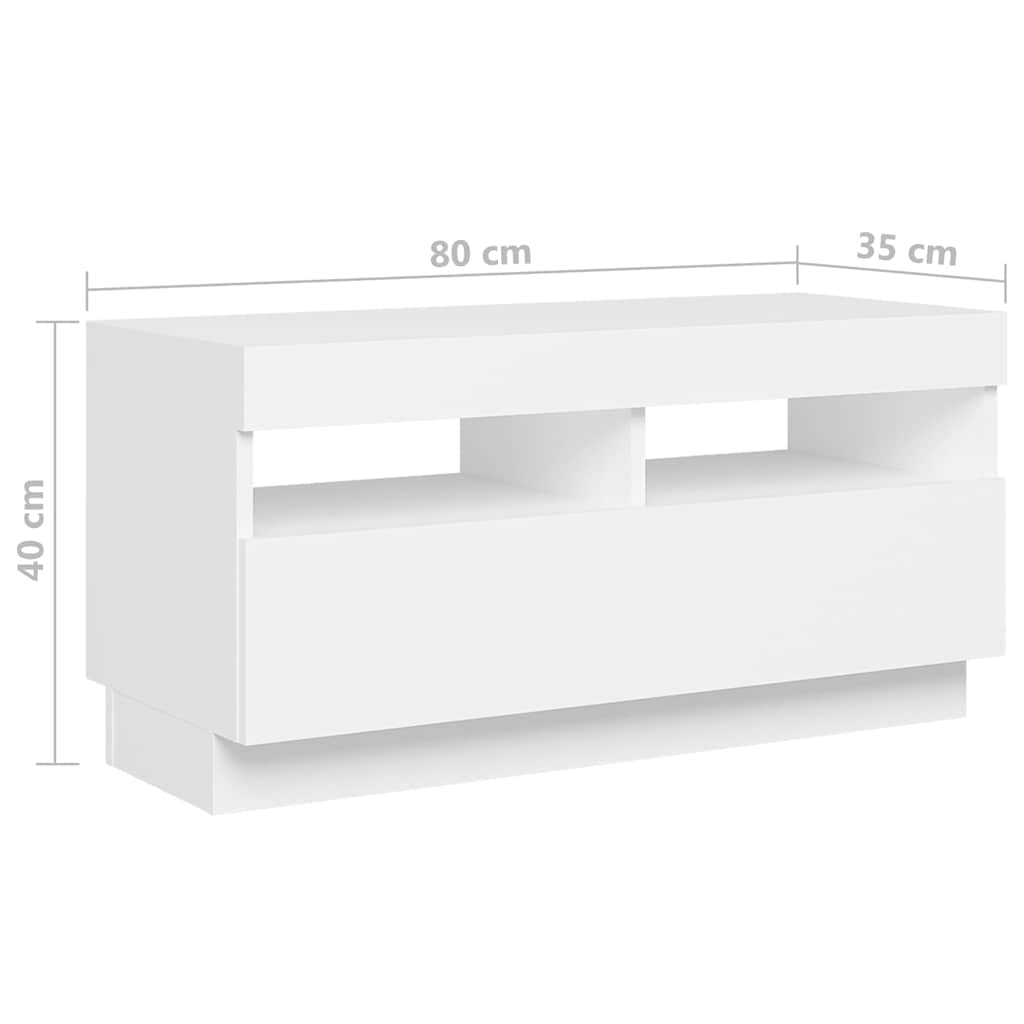 TV Cabinet with LED Lights White 180x35x40 cm