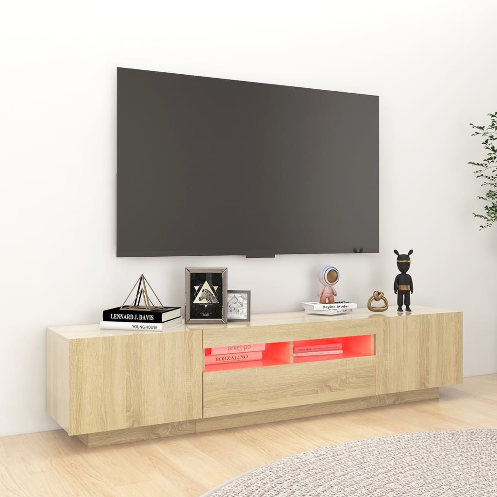 vidaXL TV Cabinet with LED Lights Sonoma Oak 180x35x40 cm