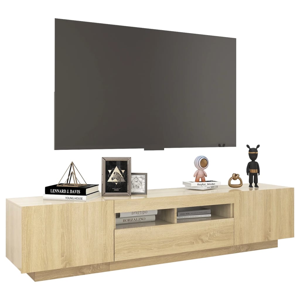 vidaXL TV Cabinet with LED Lights Sonoma Oak 180x35x40 cm