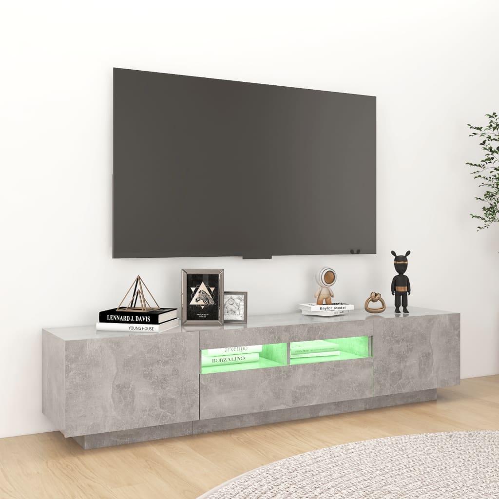 vidaXL TV Cabinet with LED Lights Concrete Grey 180x35x40 cm