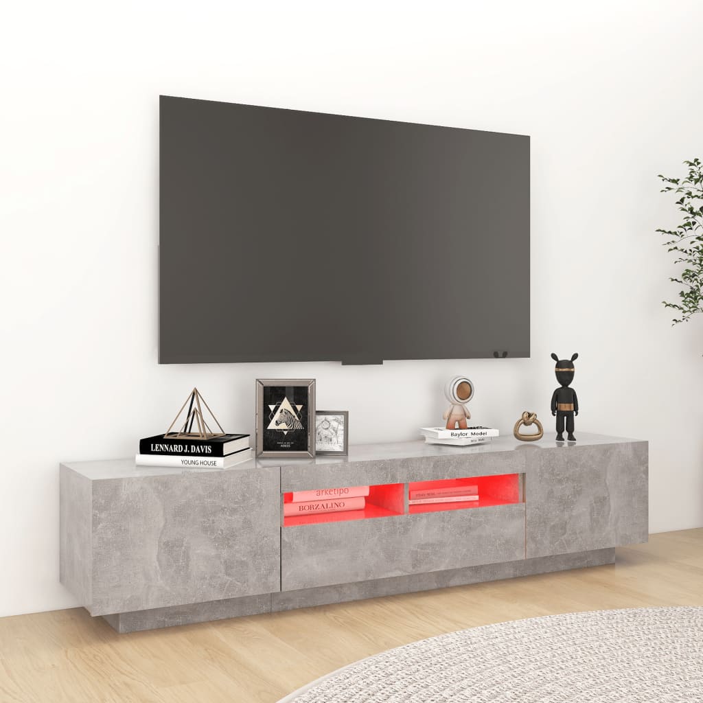 vidaXL TV Cabinet with LED Lights Concrete Grey 180x35x40 cm